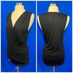 |•VICTOR•| Black Crisscross/Wrap Front Sleeveless Top Medium